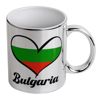 Bulgaria flag, Κούπα κεραμική, ασημένια καθρέπτης, 330ml
