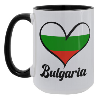 Bulgaria flag, Κούπα Mega 15oz, κεραμική Μαύρη, 450ml