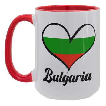 Bulgaria flag, Κούπα Mega 15oz, κεραμική Κόκκινη, 450ml