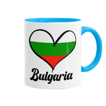 Bulgaria flag, Κούπα χρωματιστή γαλάζια, κεραμική, 330ml