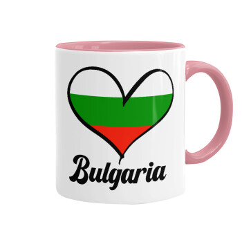 Bulgaria flag, Κούπα χρωματιστή ροζ, κεραμική, 330ml