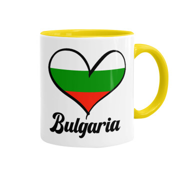Bulgaria flag, Κούπα χρωματιστή κίτρινη, κεραμική, 330ml