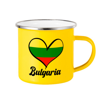 Bulgaria flag, Yellow Enamel Metallic Cup 360ml