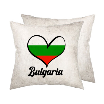Bulgaria flag, Μαξιλάρι καναπέ Δερματίνη Γκρι 40x40cm με γέμισμα