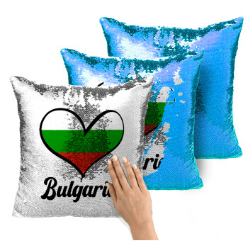 Bulgaria flag, Μαξιλάρι καναπέ Μαγικό Μπλε με πούλιες 40x40cm περιέχεται το γέμισμα