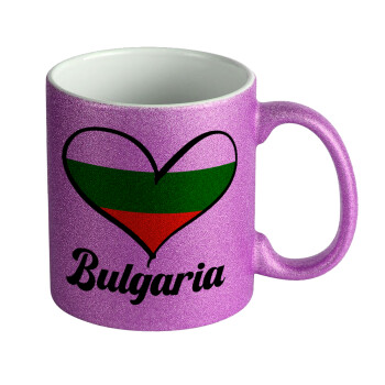 Bulgaria flag, Κούπα Μωβ Glitter που γυαλίζει, κεραμική, 330ml