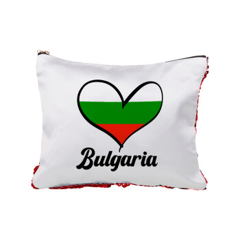 Bulgaria flag, Τσαντάκι νεσεσέρ με πούλιες (Sequin) Κόκκινο