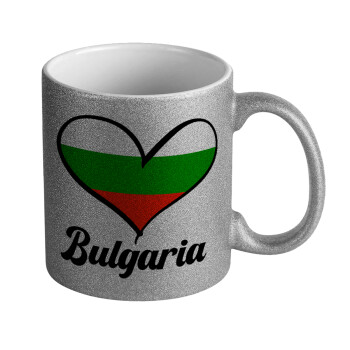 Bulgaria flag, Κούπα Ασημένια Glitter που γυαλίζει, κεραμική, 330ml