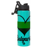 Metallic water bottle with safety lid, 850ml aluminum