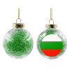 Transparent Christmas tree ball ornament with green filling 8cm
