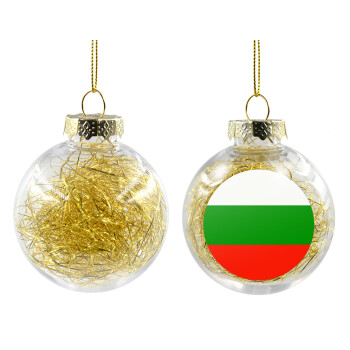 Bulgaria flag, Χριστουγεννιάτικη μπάλα δένδρου διάφανη με χρυσό γέμισμα 8cm