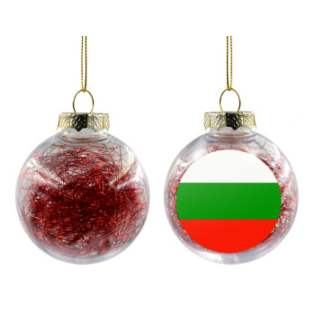 Bulgaria flag, Χριστουγεννιάτικη μπάλα δένδρου διάφανη με κόκκινο γέμισμα 8cm