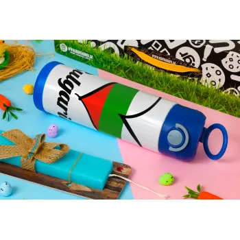 Bulgaria flag, Easter candle, Childrens hot water bottle, stainless steel, with safety straw, BLUE (500ml)