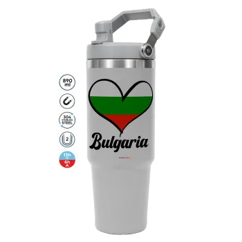 Bulgaria flag, GREY Travel Tumbler with Handle 890ml