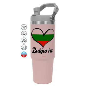 Bulgaria flag, PINK Travel Tumbler with Handle 890ml