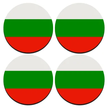 Bulgaria flag, ΣΕΤ 4 Σουβέρ ξύλινα στρογγυλά (9cm)