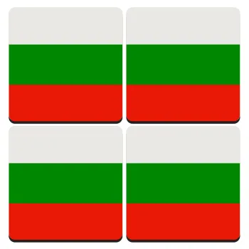 Bulgaria flag, ΣΕΤ 4 Σουβέρ ξύλινα τετράγωνα (9cm)