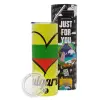Neon Yellow Travel Tumbler θερμό, μεταλλικό καλαμάκι(Ανωξείδωτο 304 Food grade, BPA free, 600ml)