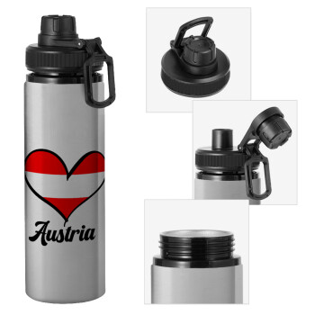 Austria flag, Metallic water bottle with safety cap, 850ml aluminum