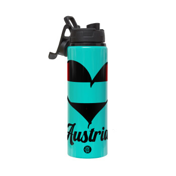 Austria flag, Metallic water bottle with safety lid, 850ml aluminum