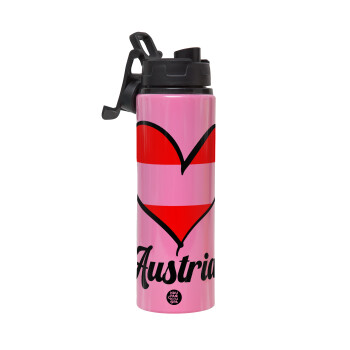 Austria flag, Metallic water bottle with safety lid, 850ml aluminum