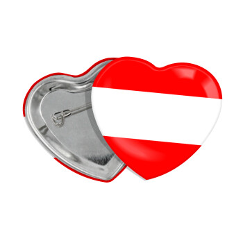 Austria flag, Κονκάρδα παραμάνα καρδιά (57x52mm)