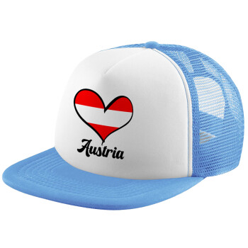 Austria flag, Καπέλο Soft Trucker με Δίχτυ Γαλάζιο/Λευκό