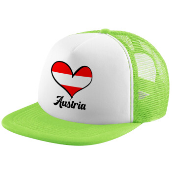 Austria flag, Καπέλο Soft Trucker με Δίχτυ Πράσινο/Λευκό