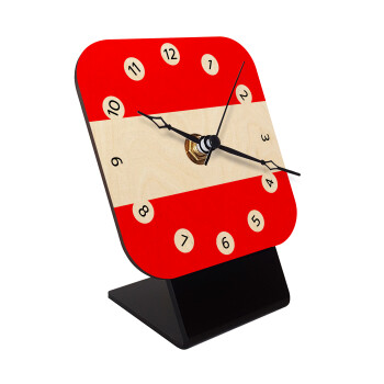 Austria flag, Επιτραπέζιο ρολόι σε φυσικό ξύλο (10cm)