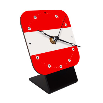 Austria flag, Επιτραπέζιο ρολόι ξύλινο με δείκτες (10cm)