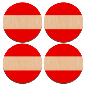 Austria flag, ΣΕΤ x4 Σουβέρ ξύλινα στρογγυλά plywood (9cm)