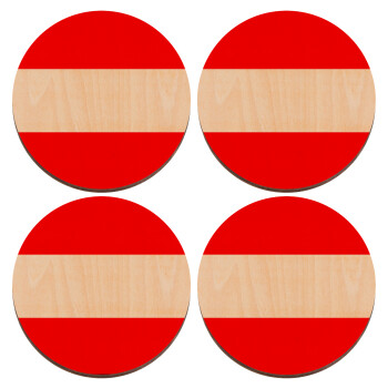 Austria flag, ΣΕΤ x4 Σουβέρ ξύλινα στρογγυλά plywood (9cm)