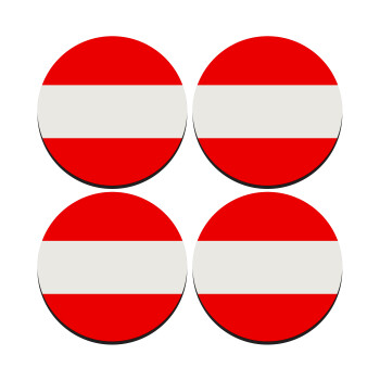 Austria flag, SET of 4 round wooden coasters (9cm)