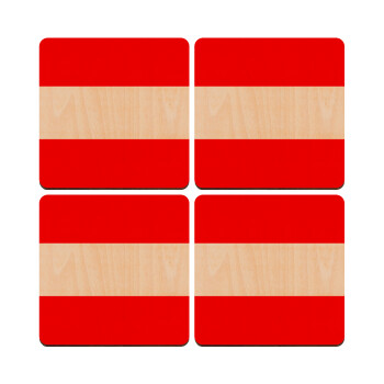 Austria flag, ΣΕΤ x4 Σουβέρ ξύλινα τετράγωνα plywood (9cm)