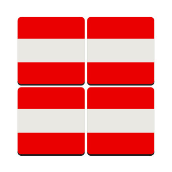 Austria flag, ΣΕΤ 4 Σουβέρ ξύλινα τετράγωνα