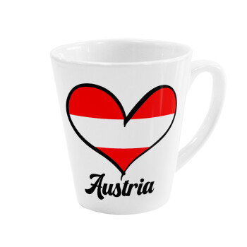 Austria flag, Κούπα κωνική Latte Λευκή, κεραμική, 300ml
