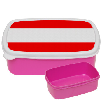 Austria flag, ΡΟΖ παιδικό δοχείο φαγητού (lunchbox) πλαστικό (BPA-FREE) Lunch Βox M18 x Π13 x Υ6cm
