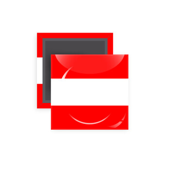 Austria flag, Μαγνητάκι ψυγείου τετράγωνο διάστασης 5x5cm