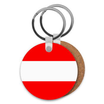 Austria flag, Μπρελόκ Ξύλινο στρογγυλό MDF Φ5cm