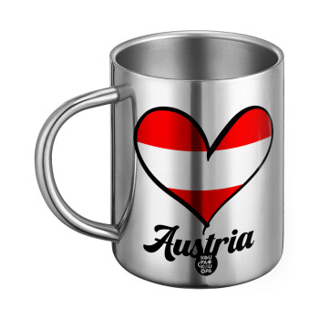 Austria flag, Ανοξείδωτη Μεταλλική Κούπα 450ml - Διπλού Τοιχώματος