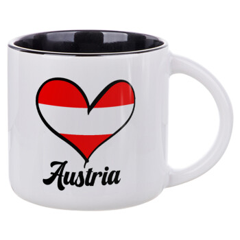 Austria flag, Κούπα κεραμική 400ml Λευκή/Μαύρη