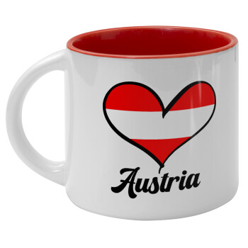 Austria flag, Κούπα κεραμική 400ml Λευκή/Κόκκινη
