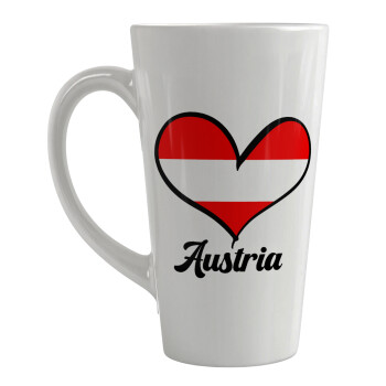 Austria flag, Κούπα κωνική Latte Μεγάλη, κεραμική, 450ml