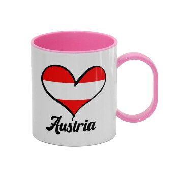 Austria flag, Κούπα (πλαστική) (BPA-FREE) Polymer Ροζ για παιδιά, 330ml