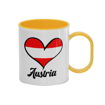 Austria flag, Κούπα (πλαστική) (BPA-FREE) Polymer Κίτρινη για παιδιά, 330ml