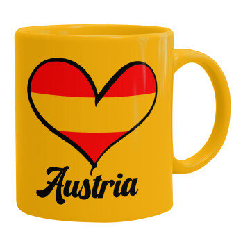 Austria flag, Κούπα, κεραμική κίτρινη, 330ml (1 τεμάχιο)
