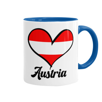 Austria flag, Mug colored blue, ceramic, 330ml