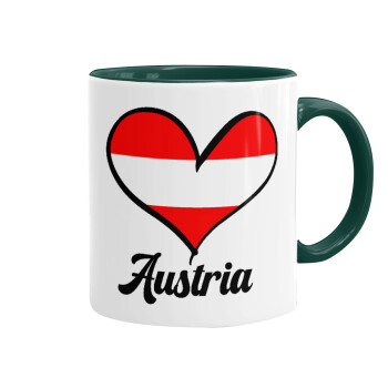 Austria flag, Κούπα χρωματιστή πράσινη, κεραμική, 330ml
