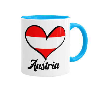 Austria flag, Mug colored light blue, ceramic, 330ml