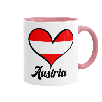 Austria flag, Mug colored pink, ceramic, 330ml